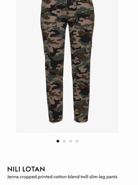 Nili Lotan Green and Brown Camo Cropped Slim Pants